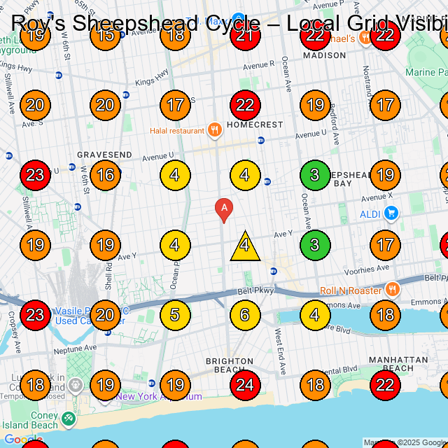 Roy's Sheepshead Cycle GeoGrid visibility map for Bicycle Shop in Brooklyn